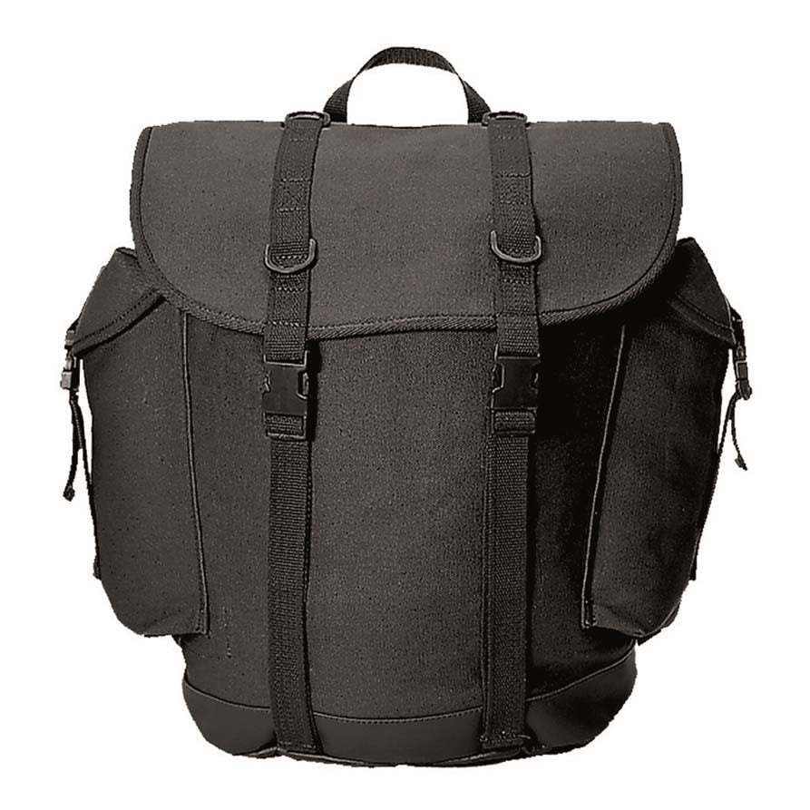 Mochila BW montaña verde con fondo de goma y tapa impermeable, gran compartimento y bolsillos laterales