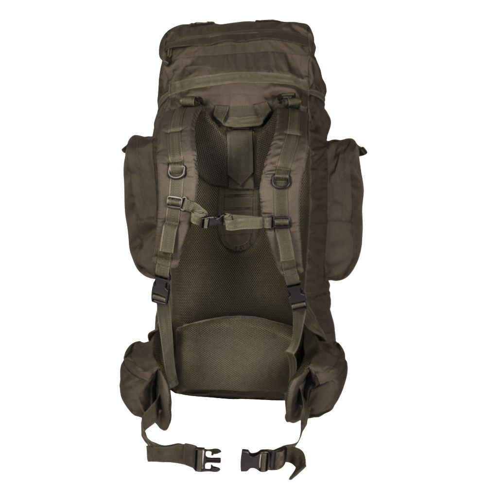 Mochila RECOM 88 l verde impermeable con doble compartimento y bolsillos exteriores