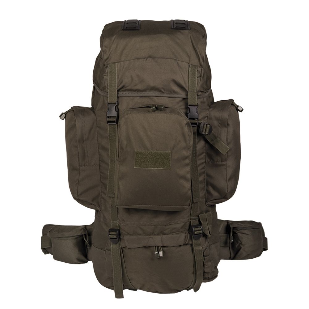 Mochila RECOM 88 l verde impermeable con doble compartimento y bolsillos exteriores