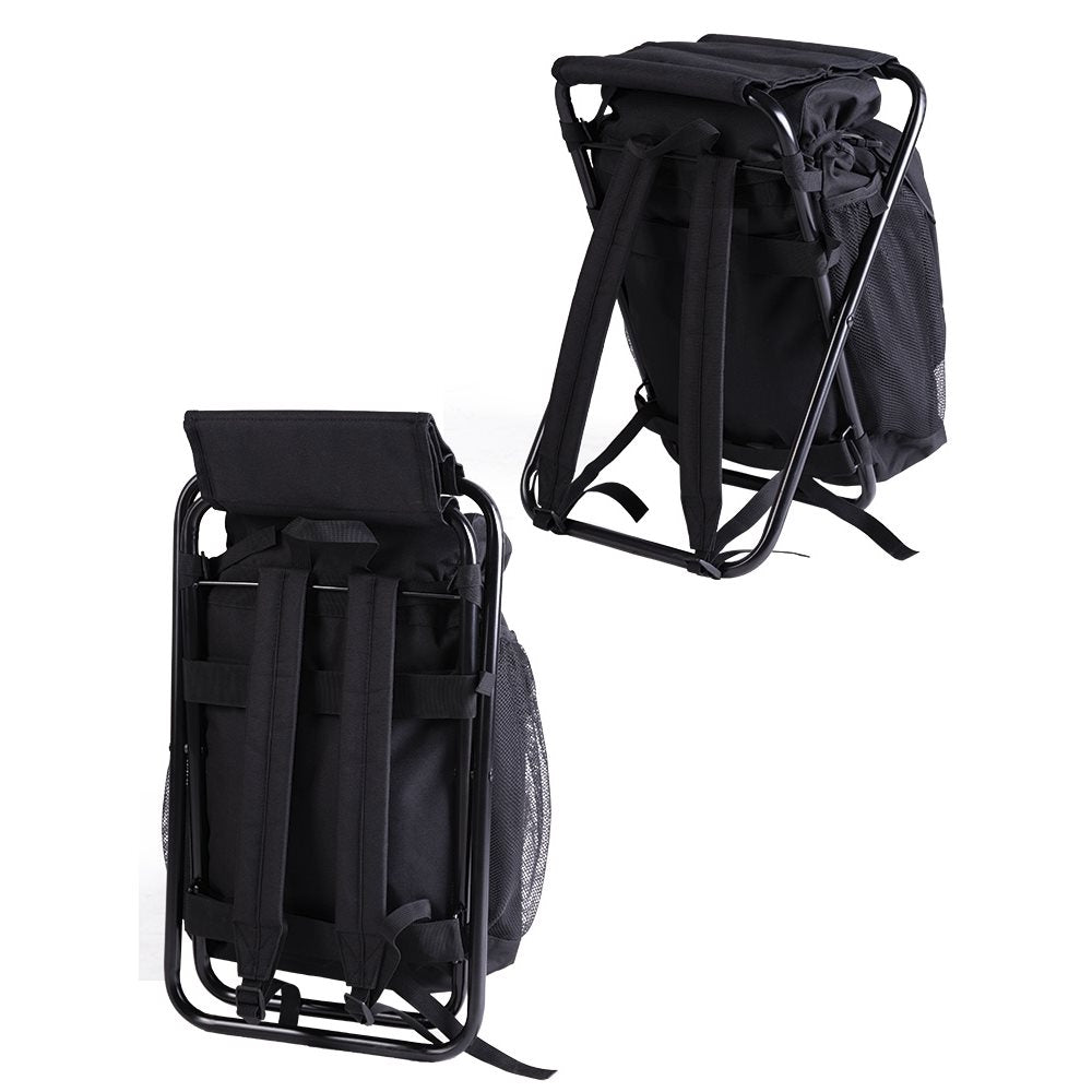 Mochila verde con asiento plegable 20l, compacta y ligera para camping y senderismo