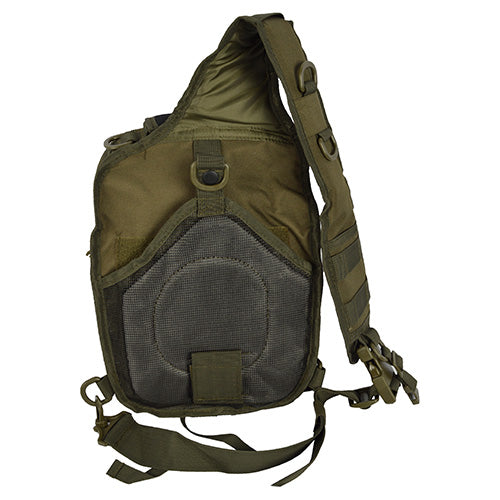 Mochila táctica ASSAULT pequeña verde con sistema MOLLE y correa acolchada para llevar en un hombro