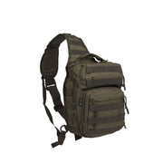 Mochila táctica ASSAULT pequeña verde con sistema MOLLE y correa acolchada para llevar en un hombro