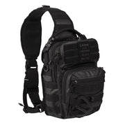 Mochila ASSAULT pequeña negra con un tirante y sistema MOLLE