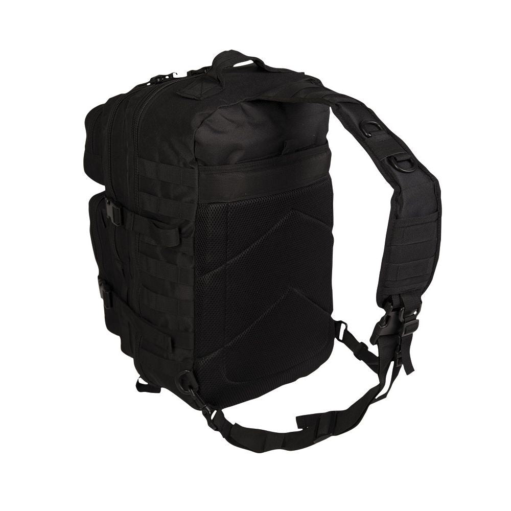 Mochila ASSAULT verde con sistema MOLLE y correa acolchada para un hombro, 48 x 33 x 27 cm