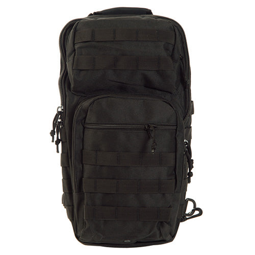 Mochila ASSAULT verde con sistema MOLLE y correa acolchada para un hombro, 48 x 33 x 27 cm