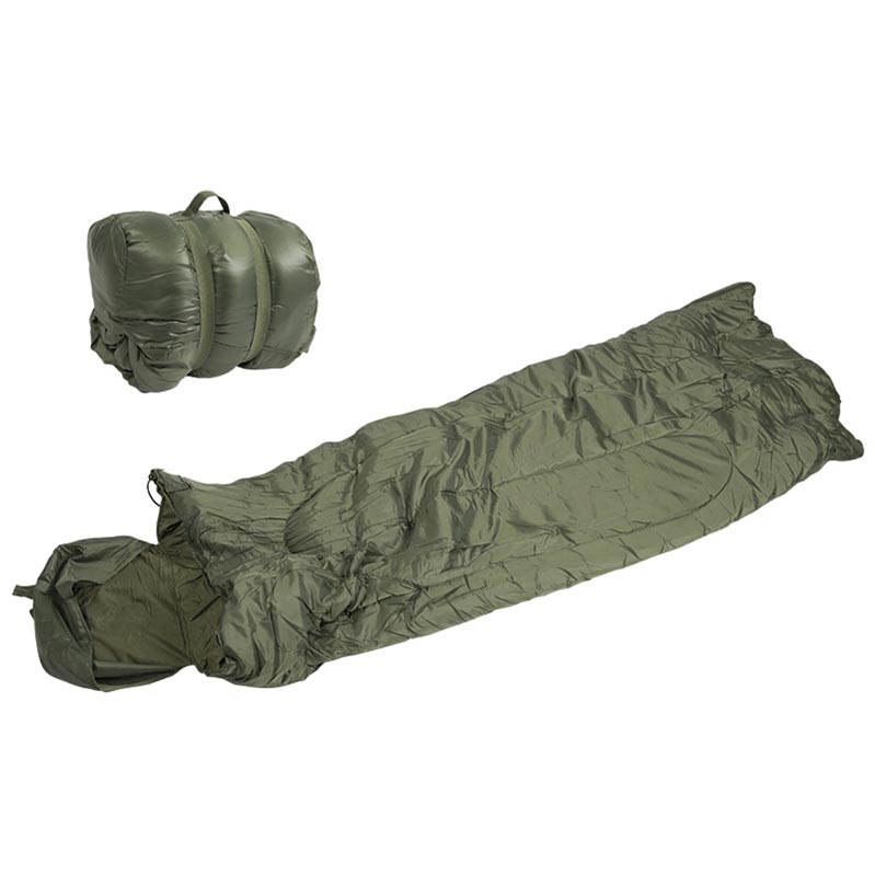 Saco de dormir PILOT MIL-TEC verde, cremallera completa y almohadilla (+/- 0°C)