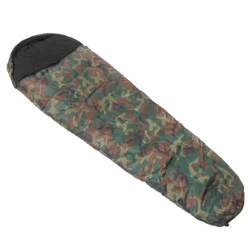 Saco de dormir momia con funda verde, doble capa, dimensiones aprox. 225x80x50 cm