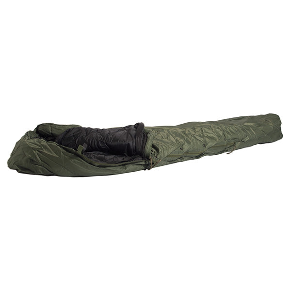 Saco de dormir modular US verde y negro, dos piezas, cremallera reversible