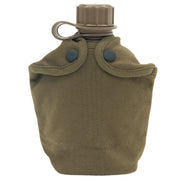 Funda verde para cantimplora tipo US 1L en lona de algodón con presilla trasera