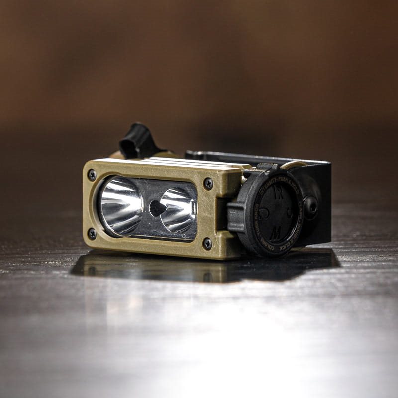 Linterna frontal SIDEWINDER COMPACT 3 resistente y compacta compatible con MOLLE, cinturón y casco
