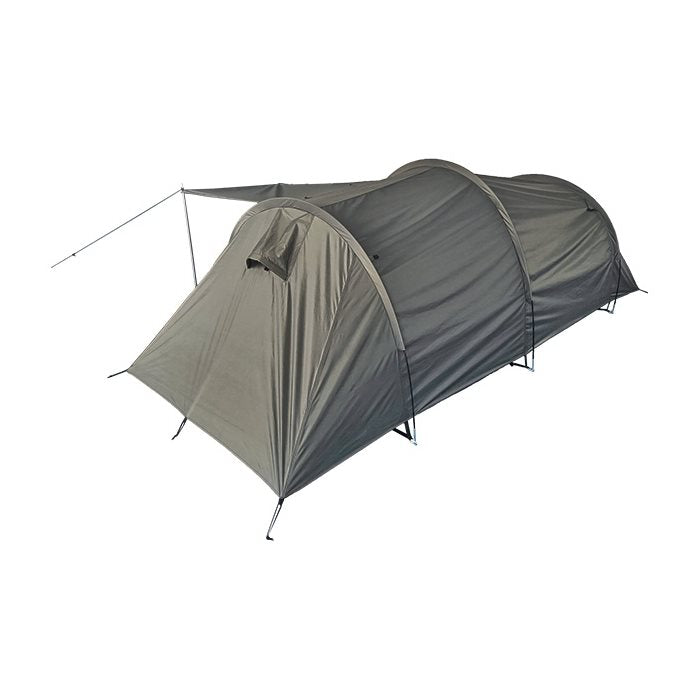 Tienda MIL-TEC verde para 2 personas con espacio separado para equipo