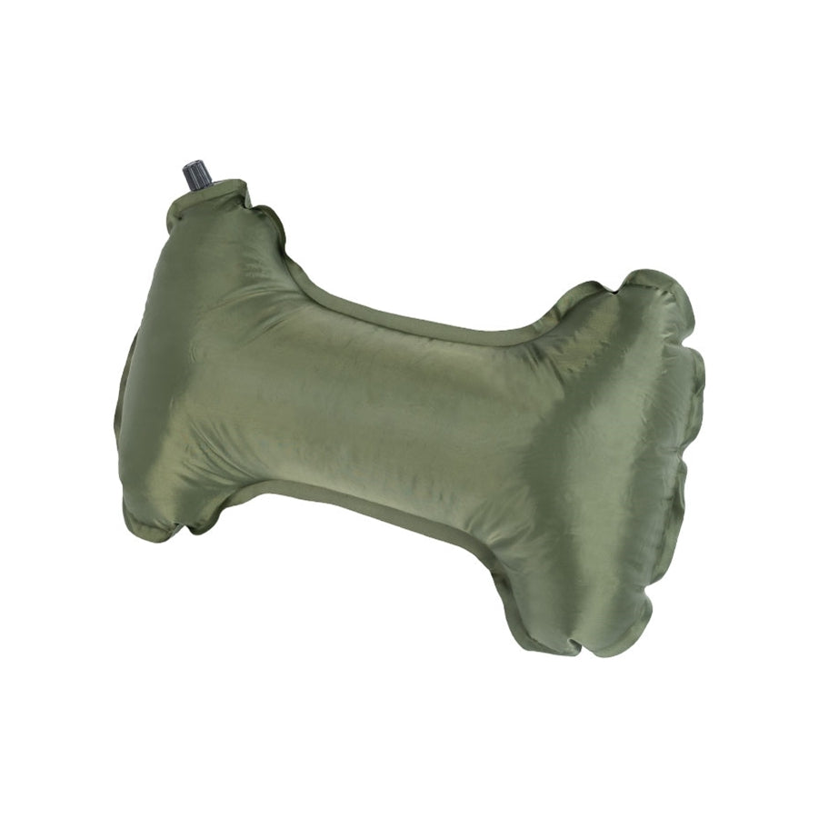 Almohada cervical autoinflable verde con bolsa de transporte