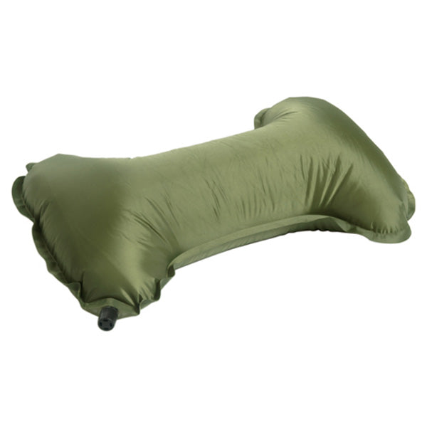Almohada cervical autoinflable verde con bolsa de transporte