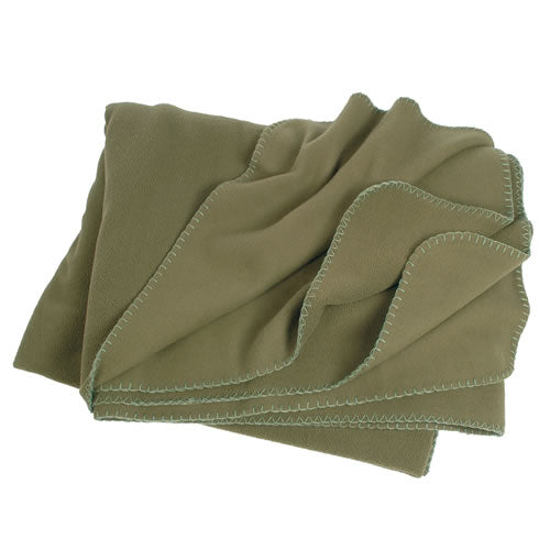 Manta POLY-FLEECE 150 x 200 cm verde con funda, 100% poliéster 320 g