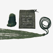 Hamaca mini verde con funda compacta para mochila; capacidad 120 kg, longitud 220 cm, peso 250 g