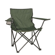Sillón RELAX plegable verde, estructura de acero, funda de poliéster y portavasos, incluye bolsa de transporte