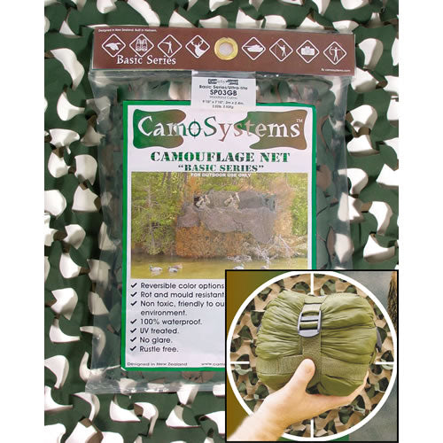 Red de camuflaje BASIC LIGHT WOODLAND 2,4x6m, estampado marrón y verde, ligera y perforada