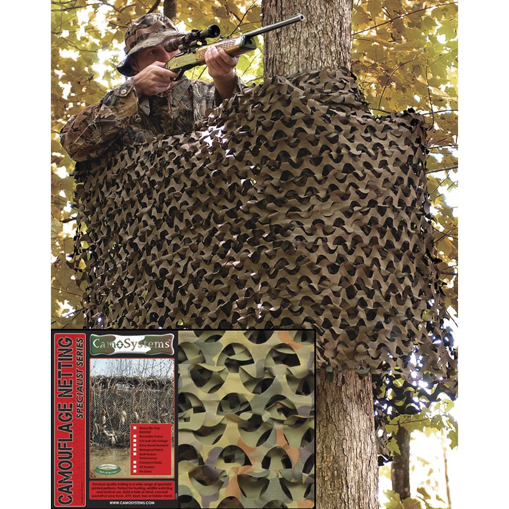 Red de camuflaje BASIC Flecktarn 3x6 m con patrón woodland verde-marrón