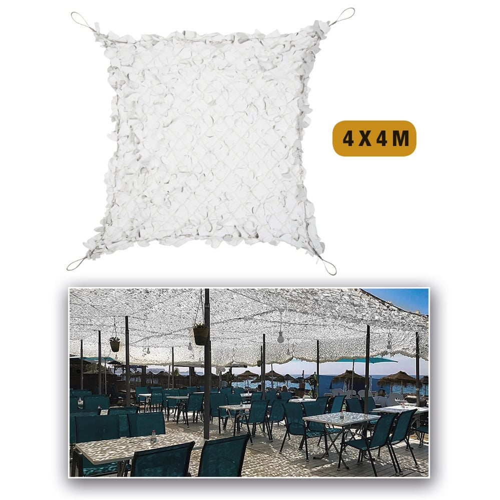 Red de sombreo plástica 4x4 m (16 m²) blanco-gris con cable tensor de acero