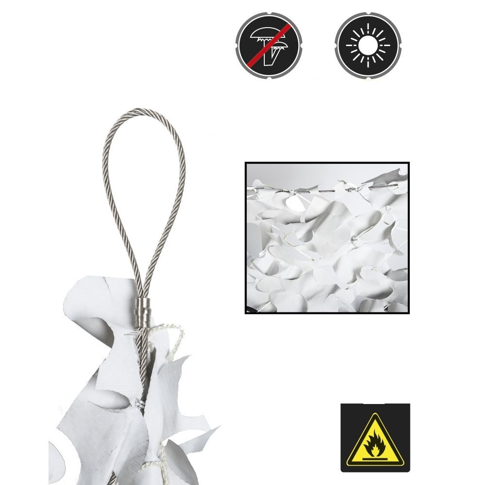 Malla de sombreo blanco y gris 4x6 m con cable de acero