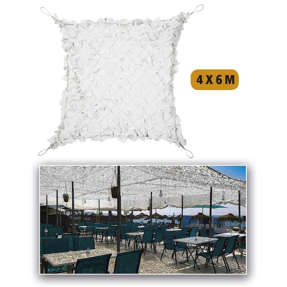 Malla de sombreo blanco y gris 4x6 m con cable de acero