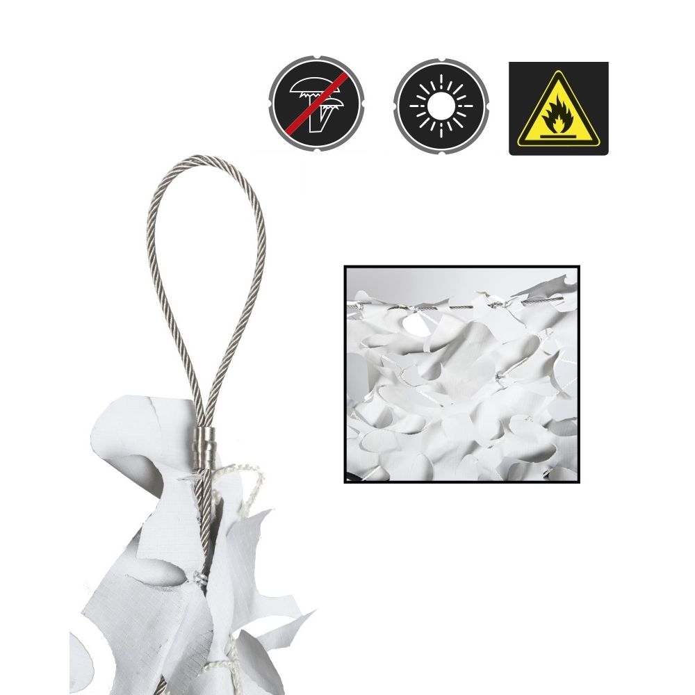 Malla de sombreo plástica blanco-gris 5x5 m con cable de acero