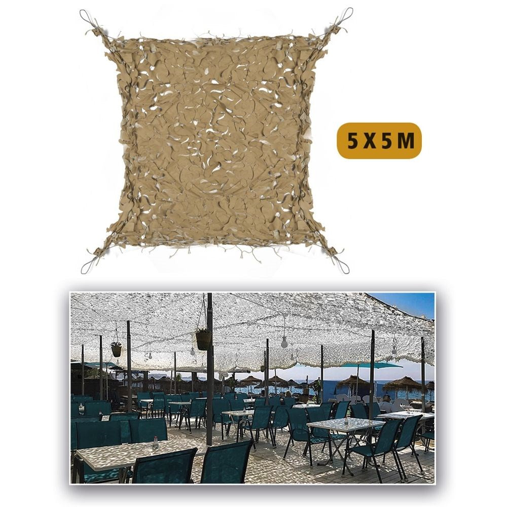 Malla de sombreo plástica blanco-gris 5x5 m con cable de acero