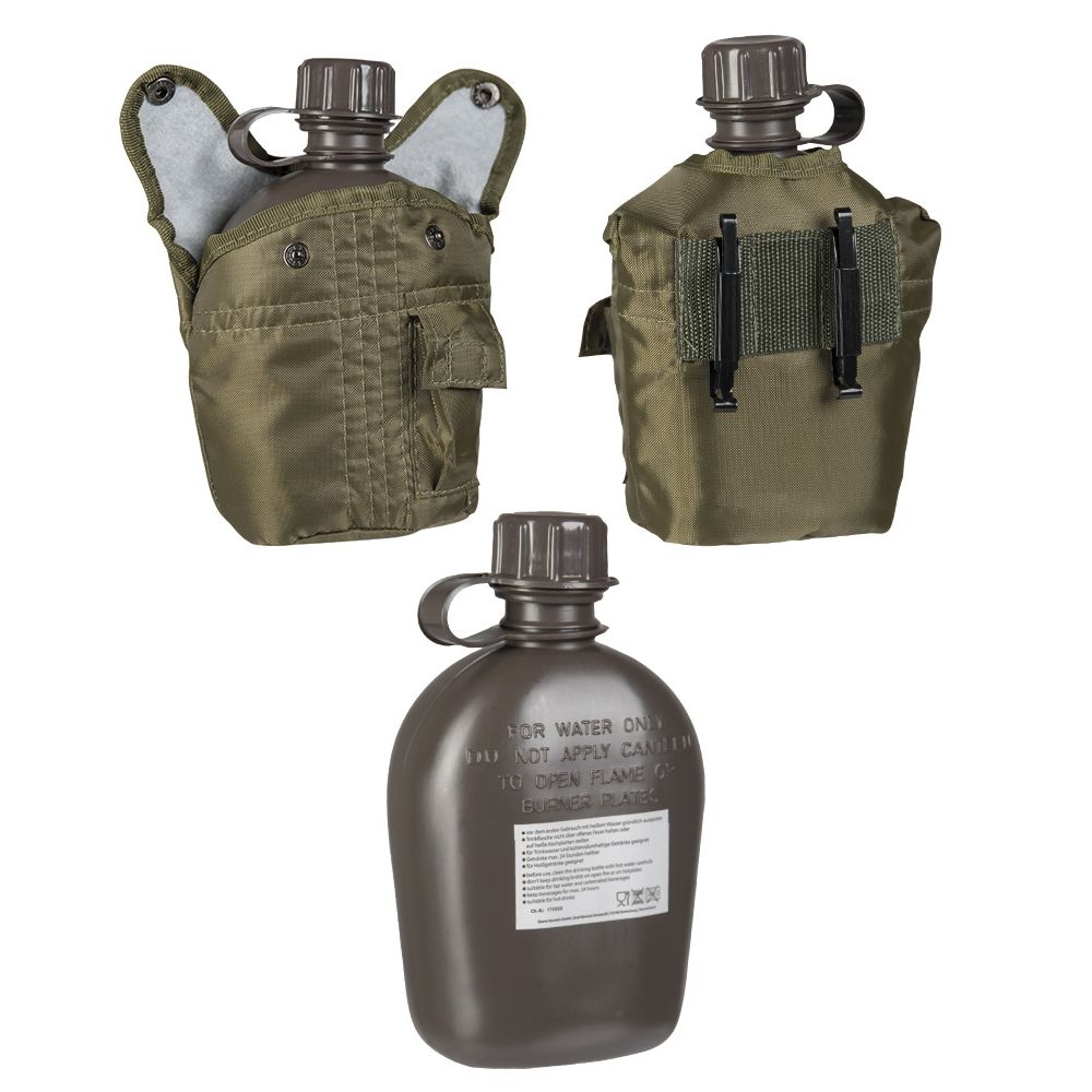 Cantimplora US 1l con funda de nylon verde