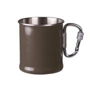 Taza de acero inoxidable verde 250 ml con mosquetón roscado