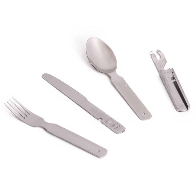 Cubiertos BW plegables 4 piezas de acero (cuchara, tenedor, cuchillo, abridor)