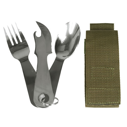 Juego de cubiertos STEEL con anilla y estuche verde, acero inoxidable