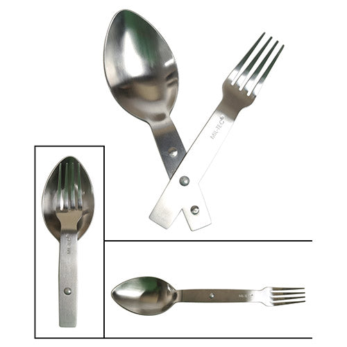 Cubiertos plegables réplica Wehrmacht: tenedor y cuchara en acero inoxidable