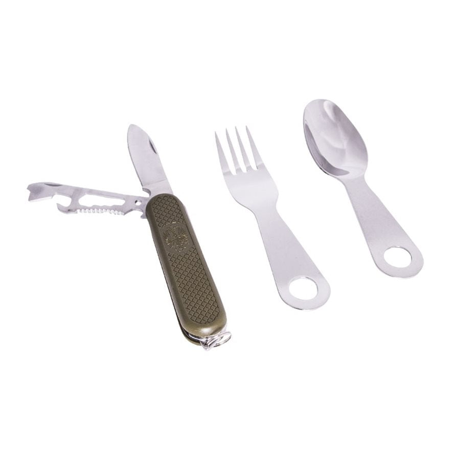 Cubiertos con navaja multiusos de bolsillo para camping y actividades al aire libre