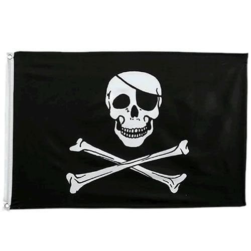 Bandera pirata Jolly Roger 90 x 150 cm, 100% poliester, con dos ojales metálicos