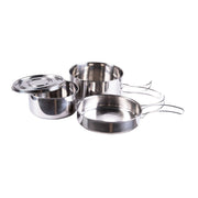 Set de menaje para camping de acero inoxidable 4 piezas