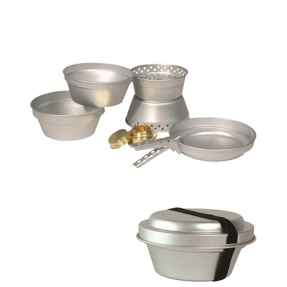 Set de utensilios ALU 3 piezas con hornillo de alcohol Mil-Tec