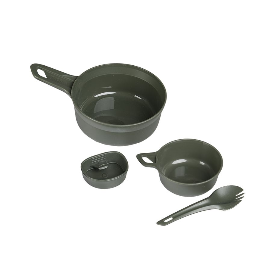 Juego de vajilla WILDO ADVENTURER 4 piezas verde, set de camping para una persona