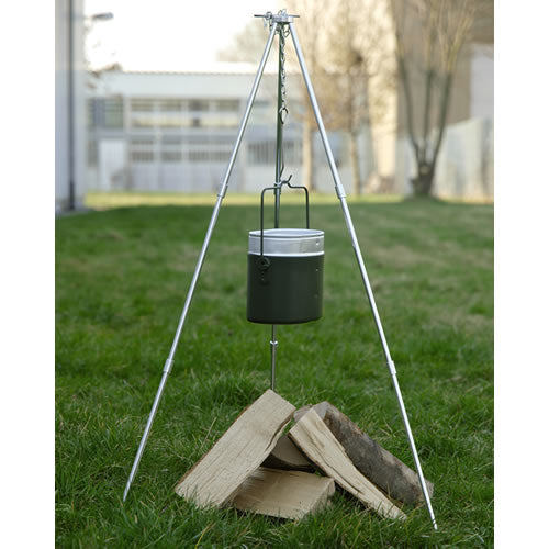 Trípode telescópico plegable para caldero con cadena y gancho, 458 g