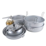 Juego de cocina de 9 piezas de aluminio plegable con tetera