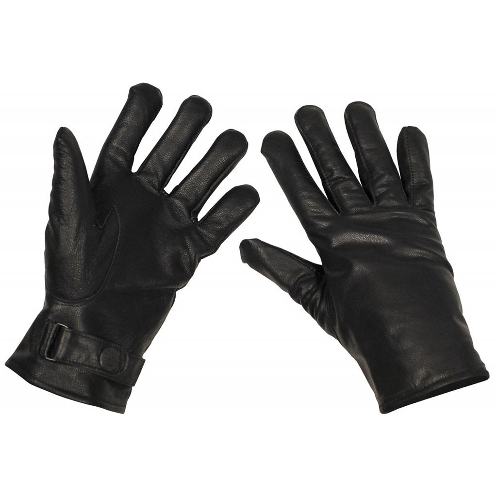 Guantes de cuero BW forrados negros - Rukavice kožené BW s podšívkou - 15061A