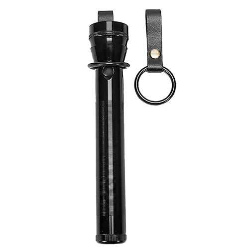 Soporte negro para linterna con anilla de plástico y correa de nylon para cinturón