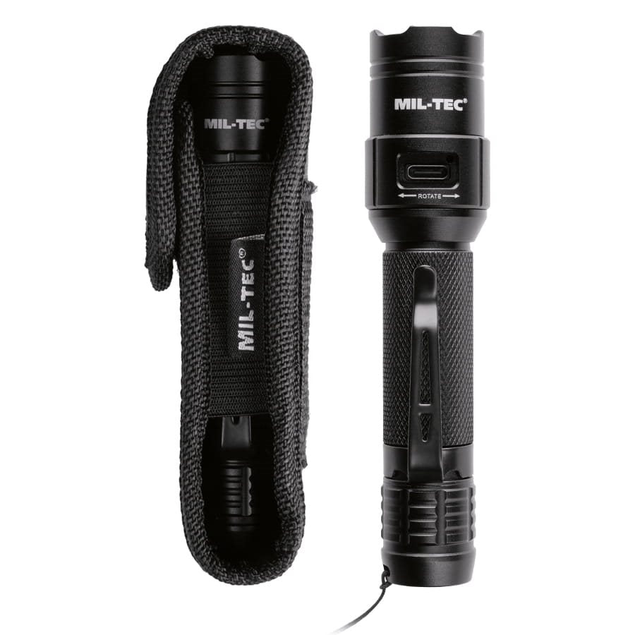 Linterna de mano MINI 450 lm IPX7 recargable con funda negra