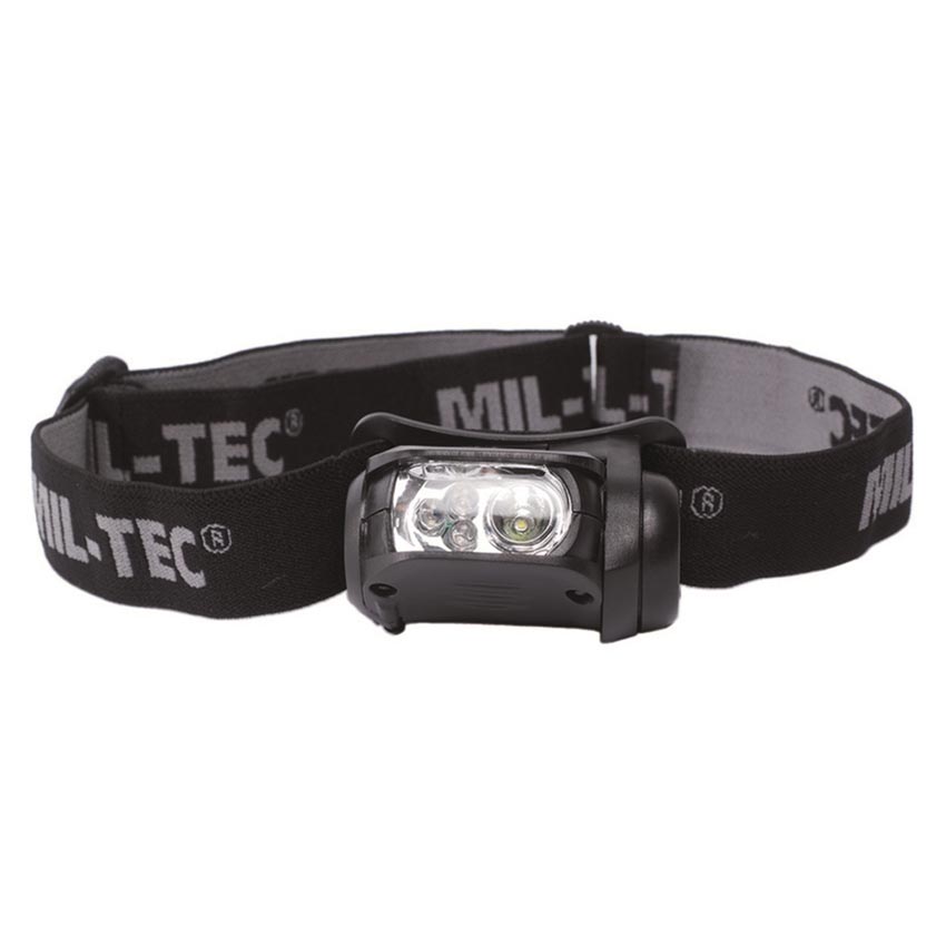 Linterna frontal LED 4 colores en verde, vista frontal con 12 LEDs y banda elástica ajustable
