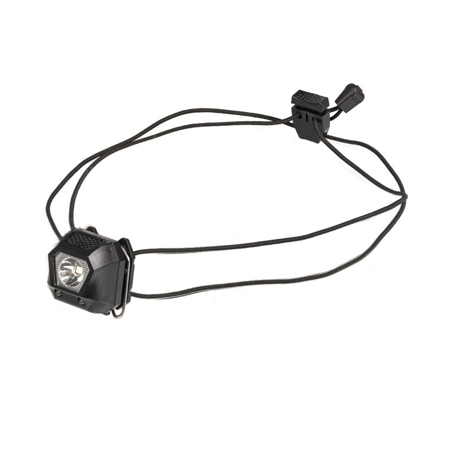 Linterna frontal MINI negra con clip y correas desmontables, 80 lúmenes, luz blanca y roja (LED)