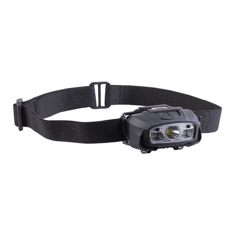Linterna frontal GC220 recargable negra con luz blanca y roja e incluye cable USB-C