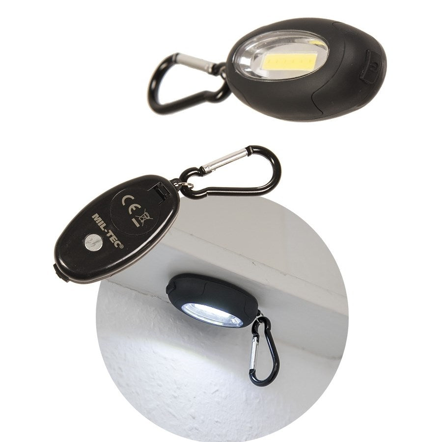 Linterna MINI LED pequeña con mosquetón para llaves y equipo