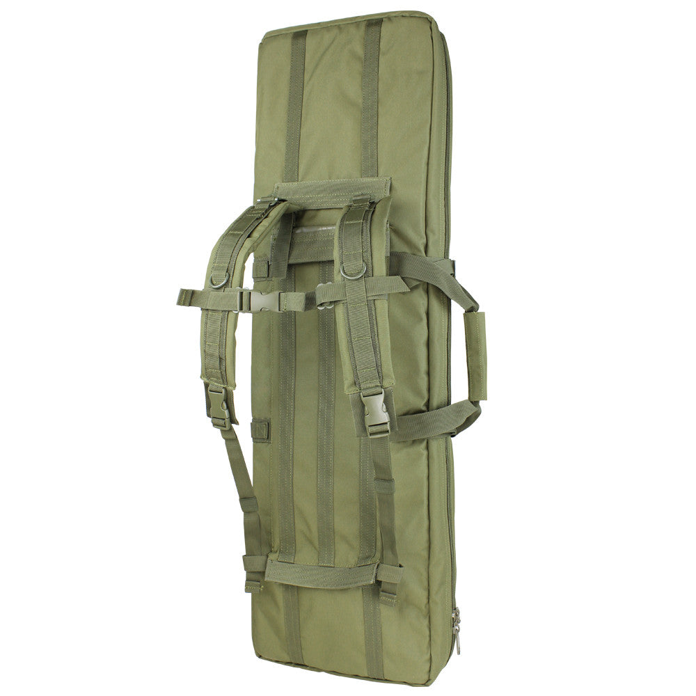 Bolsa para rifle 105 cm verde con 3 bolsillos desmontables y correas
