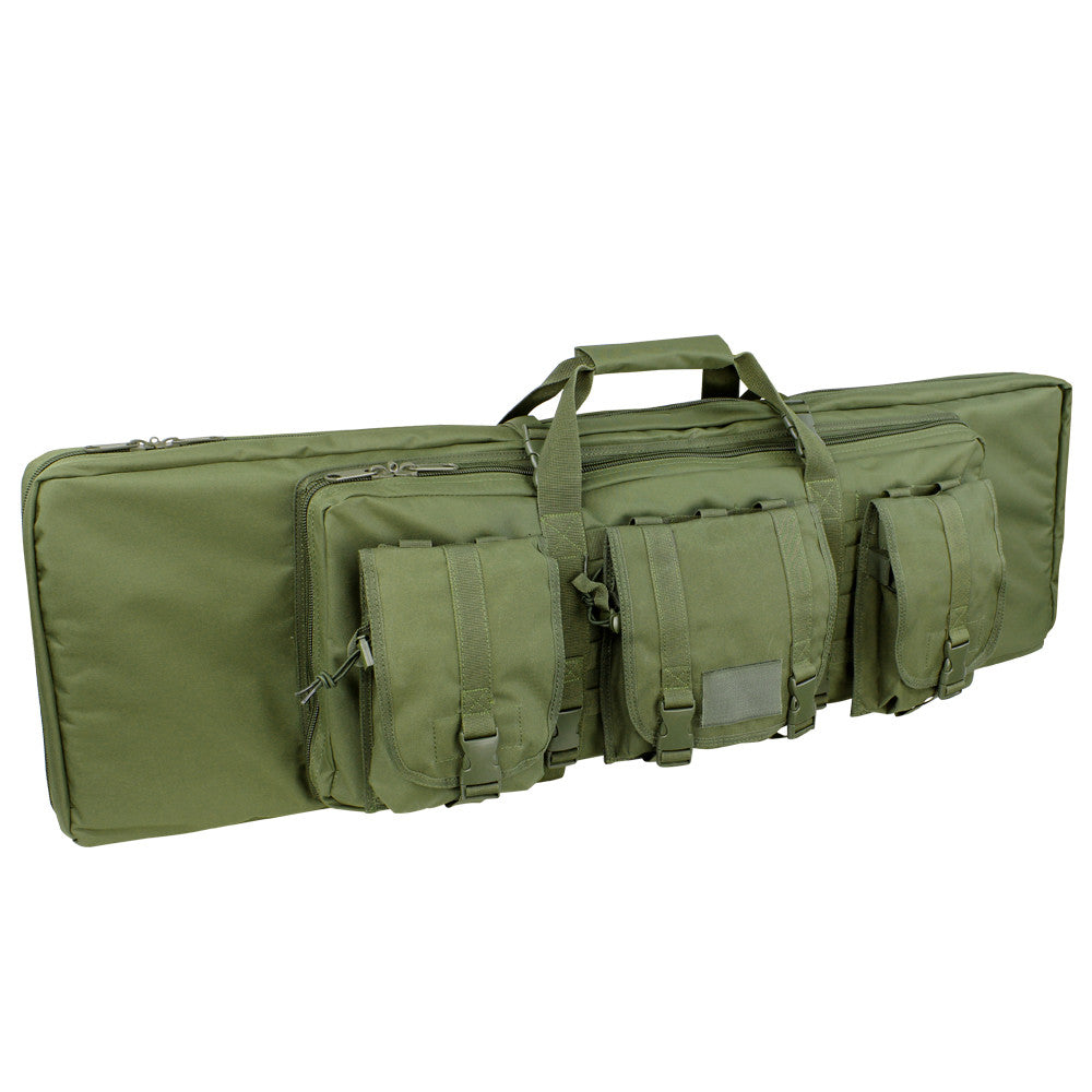 Bolsa para rifle 105 cm verde con 3 bolsillos desmontables y correas