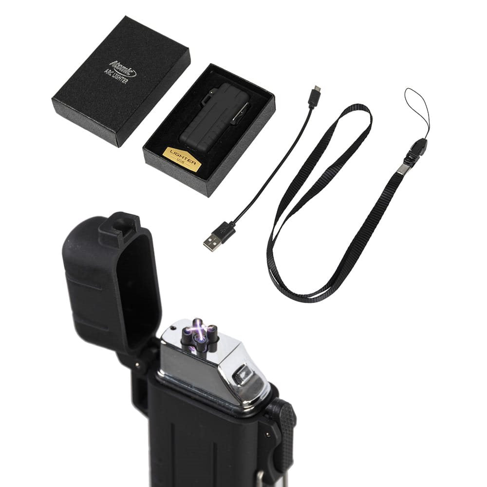 Encendedor electrónico recargable TRÖBER ATOMIC X-ARC negro