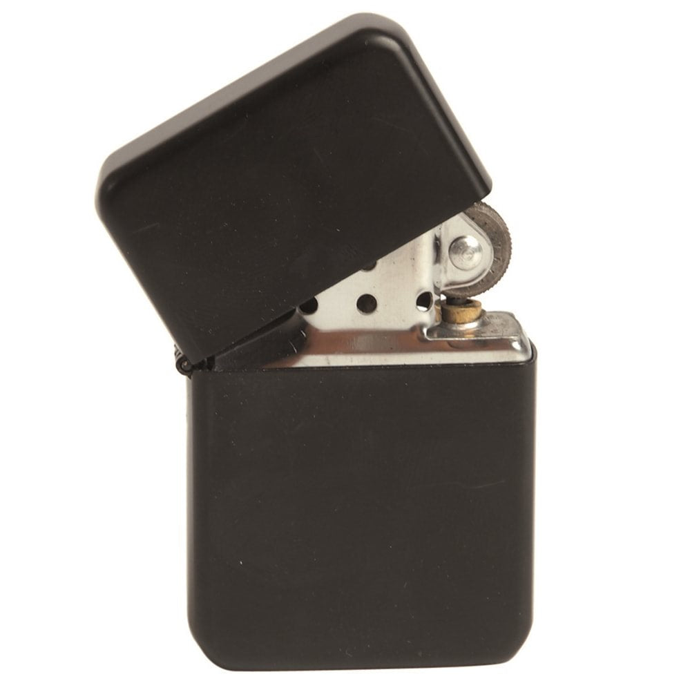 Encendedor a gasolina tipo US negro, tamaño 3,7 x 1,2 x 5,7 cm